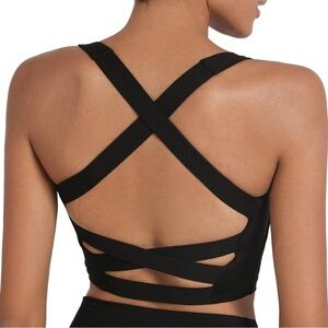Strappy Yoga Sports Bras for Women Padded Criss-Cross Back Tank Tops